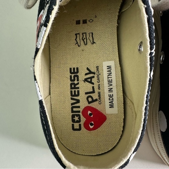 Comme Des Garcons PLAY x Converse Polka Dot Low-Top Sneakers Black SZ M7 W9 - Picture 6 of 11